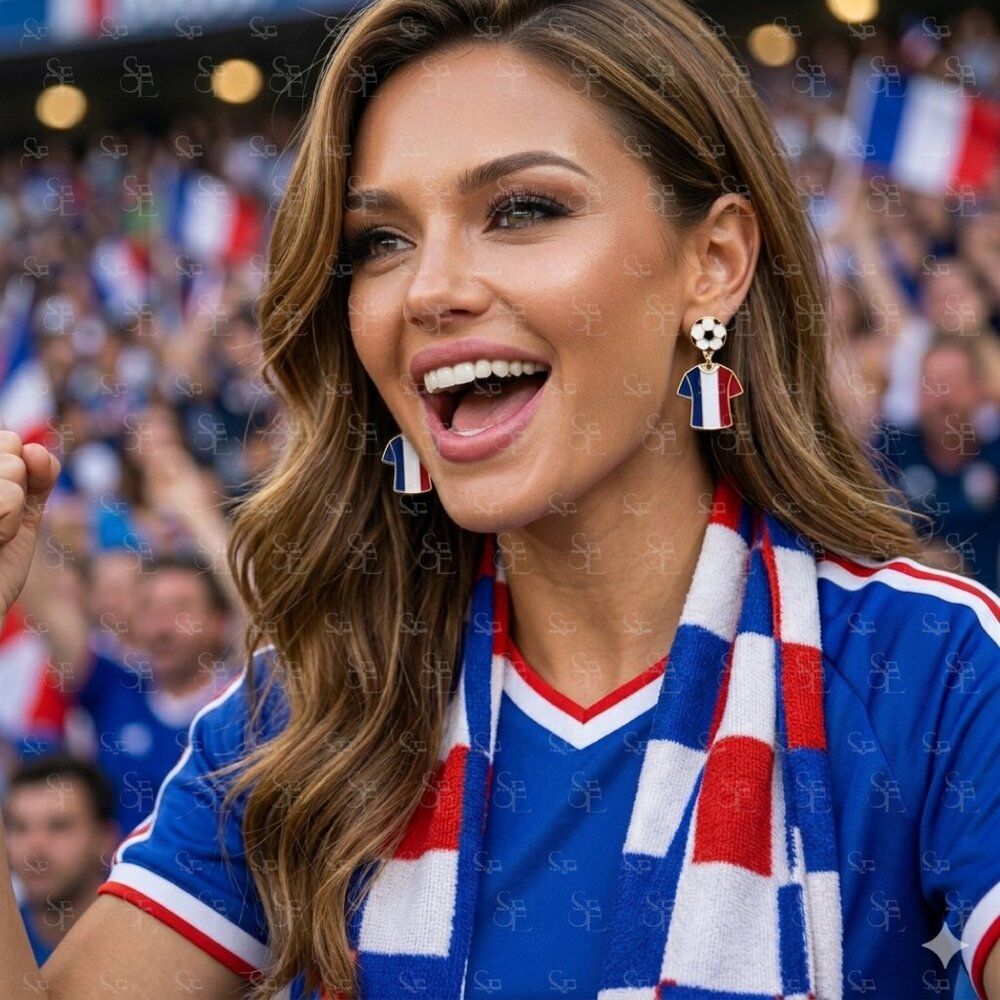 France Soccer Jersey Fan Earrings Game Day Sports Jewelry